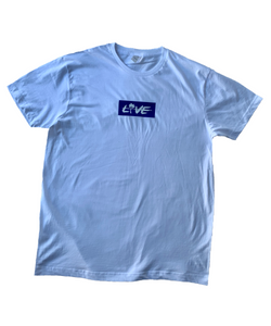 White & Blue Box Logo T-shirt